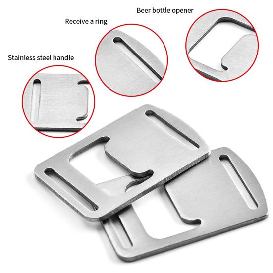 2Pcs Bottle Opener Labor-saving Stainless Steel Outdoor Camping Webbing Buckle Design Bottle Opener Kitchen Tool