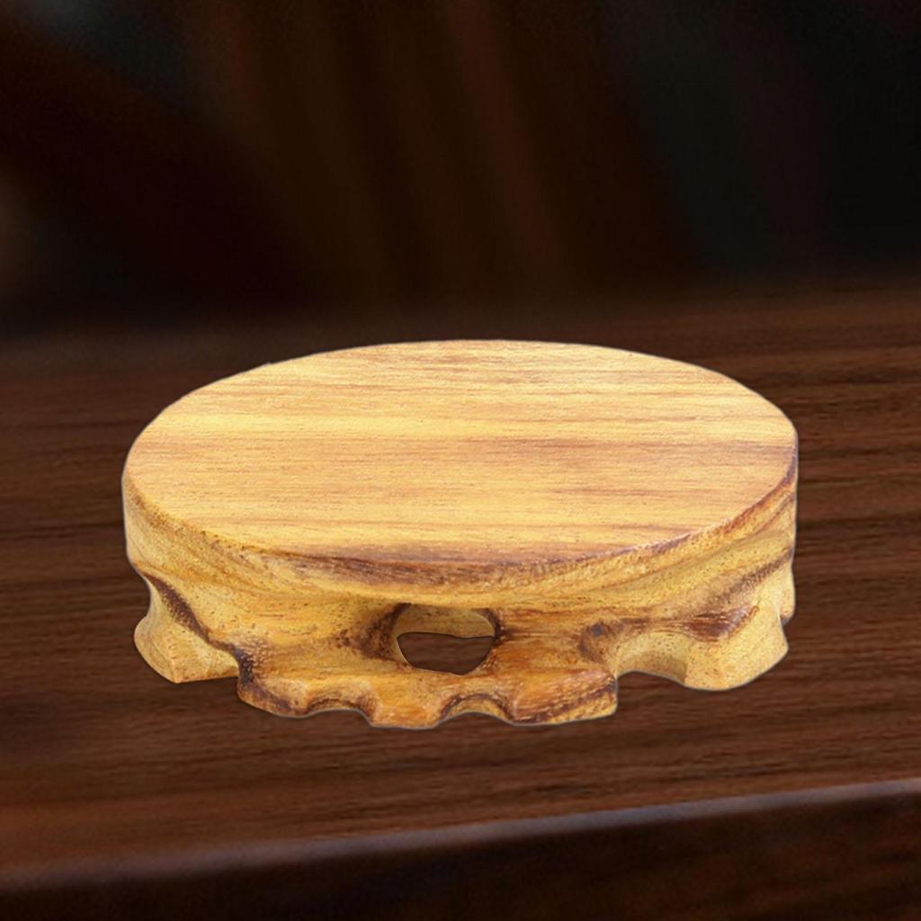 Runder Holzsockel Einzigartiger dekorativer Sockel Teekannensockel Runder Sockel Präsentationsständer Holzschnitzerei Teekannensockel Stein Blumentopf