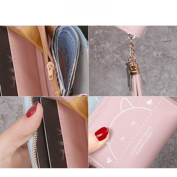 Chic Cat Tassel Wallet - Stylish Coin Purse & Multi-Card Holder for Women
