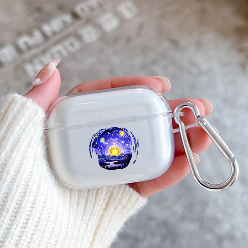 Case for Apple Airpods 2 1 Earphone Cases With Hook Art Aesthetic Vincent Van Gogh Starry For Airpod Pro 3 Pro2 Clear Covers