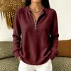 Women's Color Half Zip Mock Neck Pullover Sweater Top for Casual Daily Wear