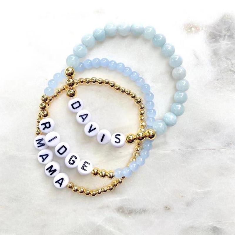 

Браслет ручной работы из натурального камня с индивидуальным именем, индивидуальный подарок для друзей, модный и простой браслет из бисера для пары