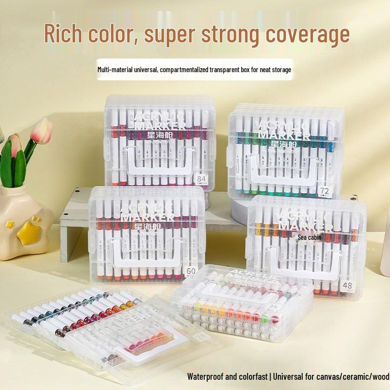 Diamond Acrylic Marker Pen Set for Glass Painting - Non-toxic, Soft Tip, Color Layering Stationery.