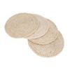 4pcs Round Placemat Corn Husk Original Color Decorative Woven Insulation Table Mat for Home Dining