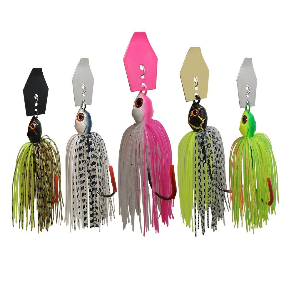 5 Color Chatter Bait Spinner Bait Soft Weedless Fishing Lure  For Bass Pike Walleye Fish