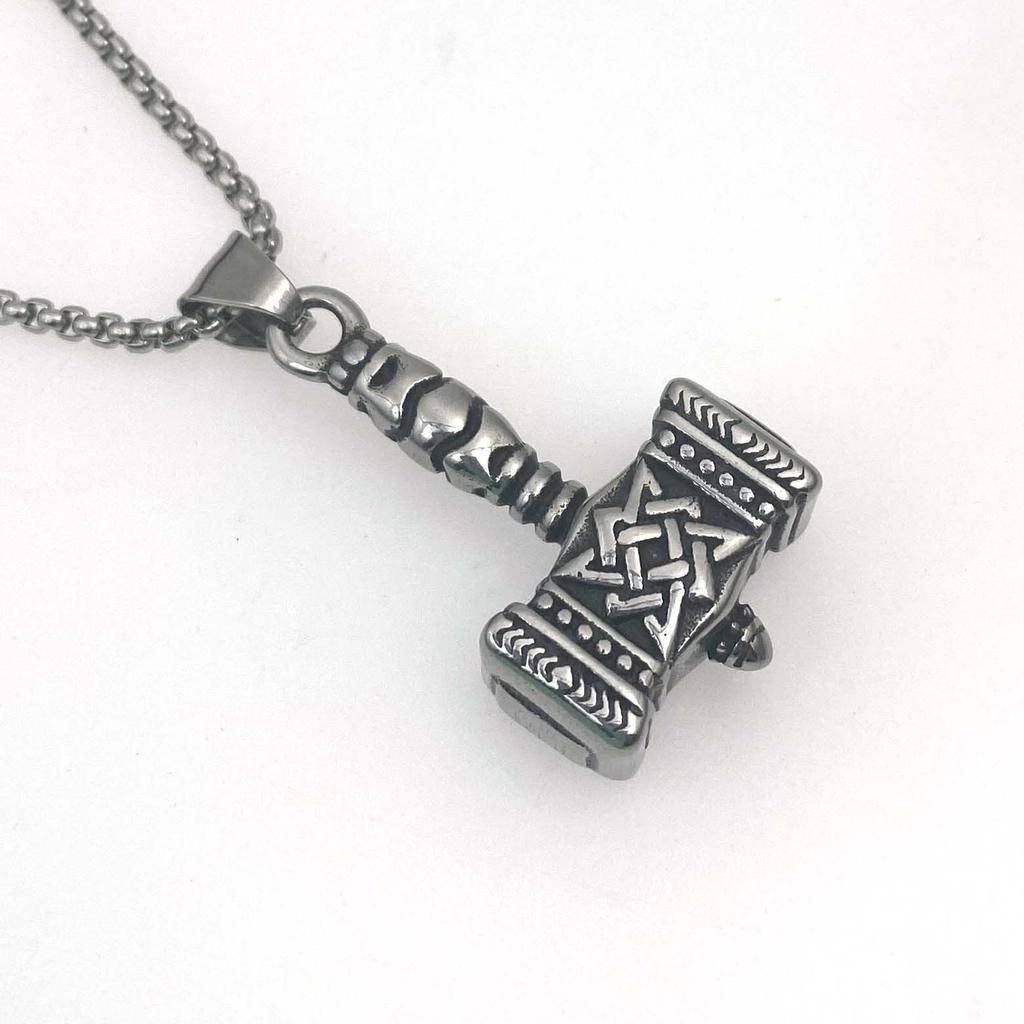 Necklace Retro Punk Versatile Viking Thor's Hammer Pendant
