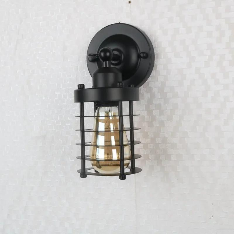 American Simple Loft Wall Light Country Industrial Retro Indoor Wall Lamp For Bedroom Living Room Bar Aisle Wrought Iron Sconce