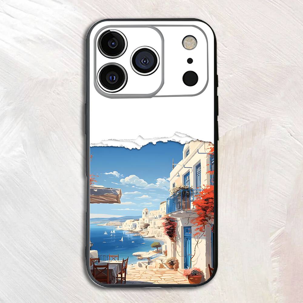 Nice Day Postcard Black Phone Case For IPhone 17 16 15 14 13 12 13 12 11 Pro Max Plus XS XR Silicone Soft Back Cover