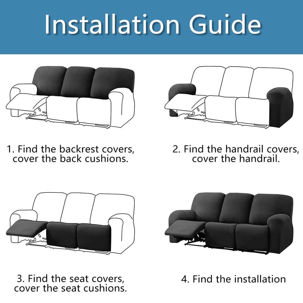Elastic Waterproof Milk Silk Recliner Sofa Cover - Universal Fit