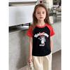 2026 New Summer Children's Clothing, Kidsren's Pure Cotton Short-Sleeved T-Shirt, Girls' Korean Style Cartoon Bear Print Baby Clothes