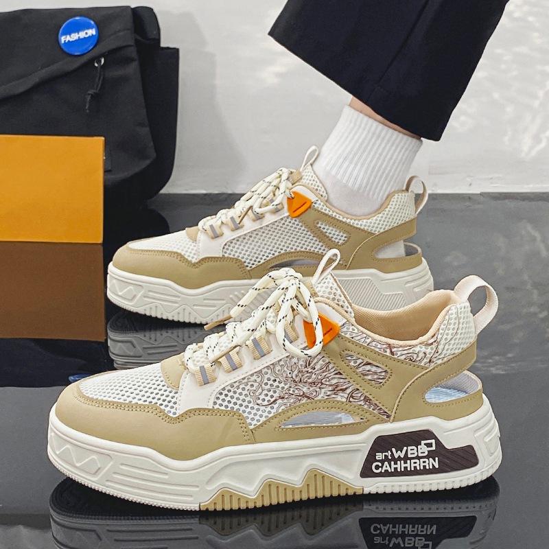 Mesh board shoes student youth summer casual men's shoes heightened breathable versatile hollow sandals men's 2025 new