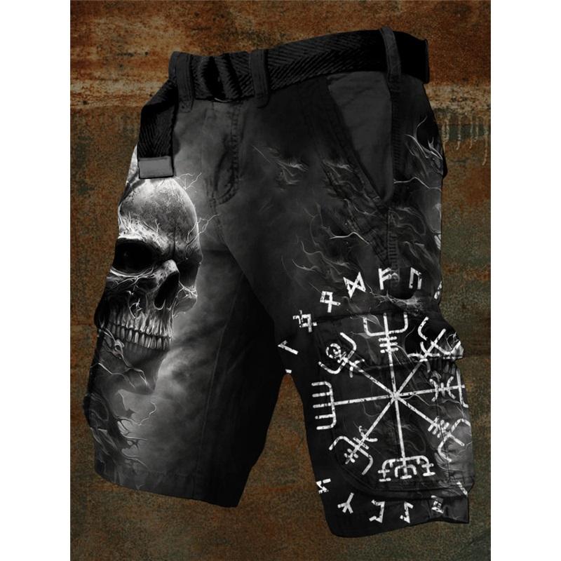 Men's Summer New Style European And American Style Halloween 3D Digital Printing Exaggerated Shorts Zipper Strange Pants