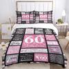 3pcs 60th Birthday Celebration Printed Bedding Set, Soft and Comfortable Quilt Cover for Bedroom, Guest Room (1 Duvet Cover + 2 Pillowcases