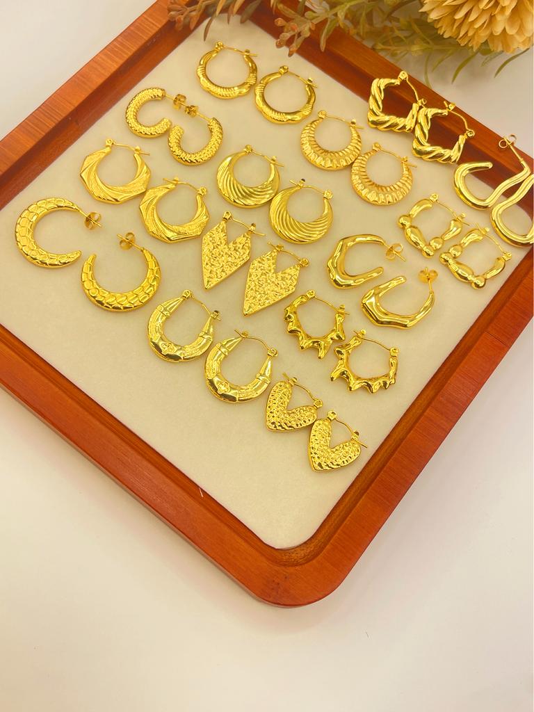 Multi-Style Vintage New Design 18K Gold Plated Irregular Earring Waterproof Stainless Steel Huggie Hoop Jewelry for Women