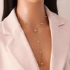 Long Y-shaped stainless steel necklace with eight-pointed star pendant, elegant clavicle chain jewelry