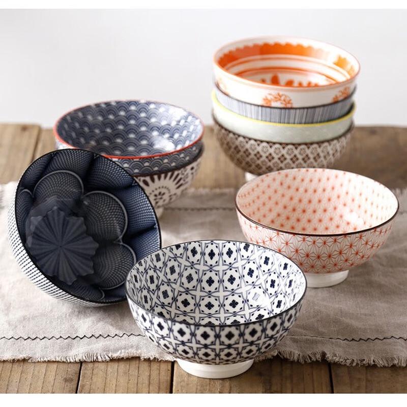 Diruien Ceramic Footed Rice and Soup Bowls