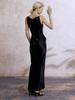 Vestido Europeu de Deusa em Acetato com Fenda Haute Couture para Casamentos, Festas e Eventos Formais