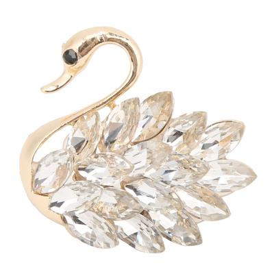 Women Brooch Personalized Elegant Lapel Pin with Swan Shape For Birthday Christmas GiftGolden White