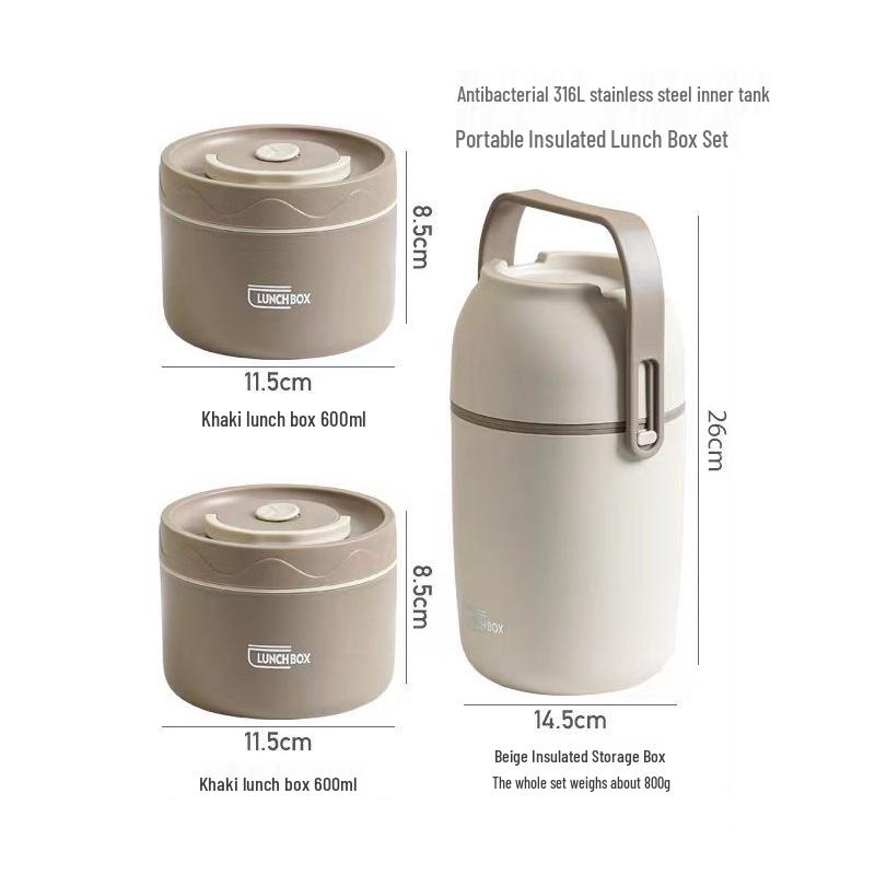 316L Stainless Steel Insulated Bento Lunch Box - Microwaveable & Portable for Office Workers & Students