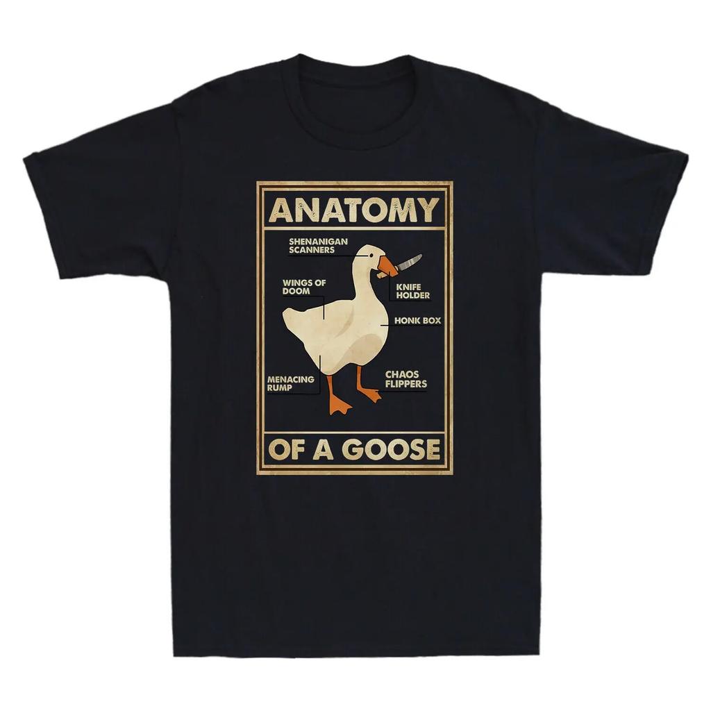 Anatomy Of A Goose Funny Duck Graphic Gaming Gamer Vintage  Black T Shirt Harajuku Gothic Men Tshirt Ullzang Streetwear Top