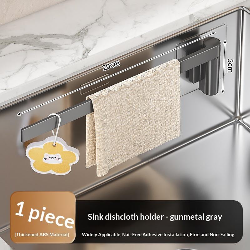 Wandmontierter drehbarer Küchenlappen-Organizer - Multifunktionales Abtropfgestell, Platzsparender Aufbewahrungshalter für Spüllappen & Handtücher