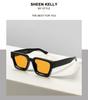 Retro and Fashionable Rectangular Sunglasses with Colored Lenses for Men and Classic Rectangular Black Sunglasses with UV400 [SHEEN KELLY] Women.