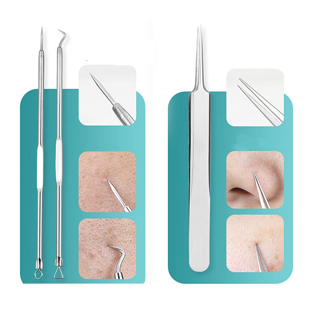 Set of Stainless Steel Blackhead Precision Pore Care Kit for Blackhead Blackhead and Acne with Storage Case 7-Piece Tweezers, Removal, Removal, Care,