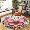 1PC Butterfly Flowers Office Round Area Rug, Under Office Chairs Bedroom Living Room Home Decor, Carpet for Office -1110013
