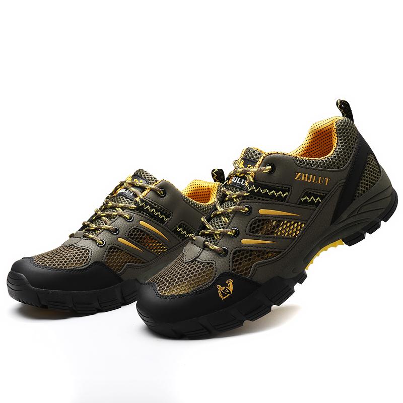 High Quality Leather Hiking Shoes Durable Outdoor Sport Men Trekking Leather Shoes Lace-Up Climbing Hunting Sneakers