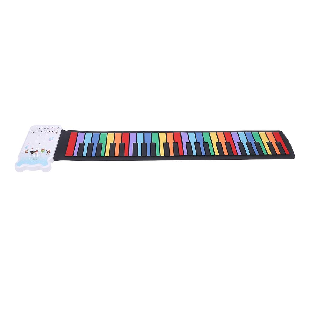 Roll Up Piano Keyboard with Speaker 49 Keys Foldable Colorful USB Rechargeable Silicone Electronic