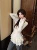A/W 2025 Women's Thermal Fleece High-neck Layered Lace Turtleneck