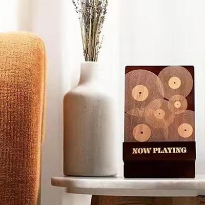 Vinylhållare Ställ Trädisplay Dekorativ Gåva Skrivbord LP-Hållare Skivtillbehör Trä