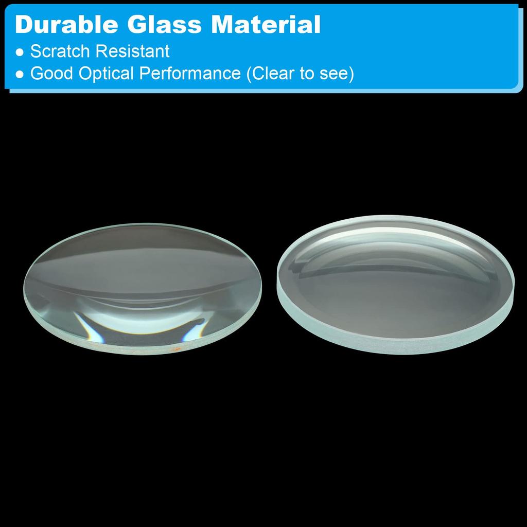 PATIKIL 20 Mm 30 Mm Focal Length Biconvex Lens Set Biconcave Lens Set Glass Optical Polishing Round Edge Lens for Physics Experiment Classroom Clear