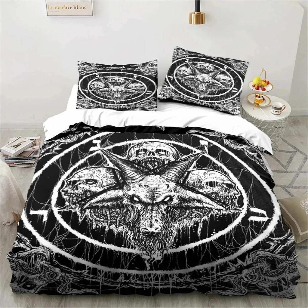 3D Print Satanic Satan Devil Bedding Set Double Twin King Duvet Cover Comforter Pillowcase Boys Girls Adults Bedroom