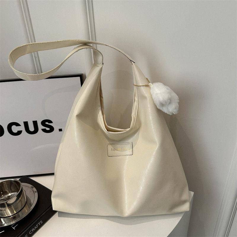 Retro Chic Tote Bag For Women Fashionable Large Capacity Casual Handbag In Black Brown White