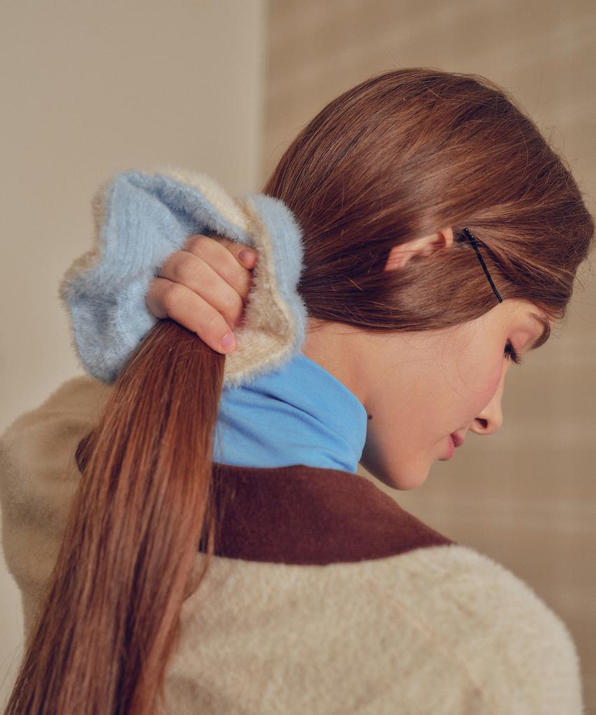 Melly&Rose Fluffy Knit Scrunchie (310542)_Light Blue