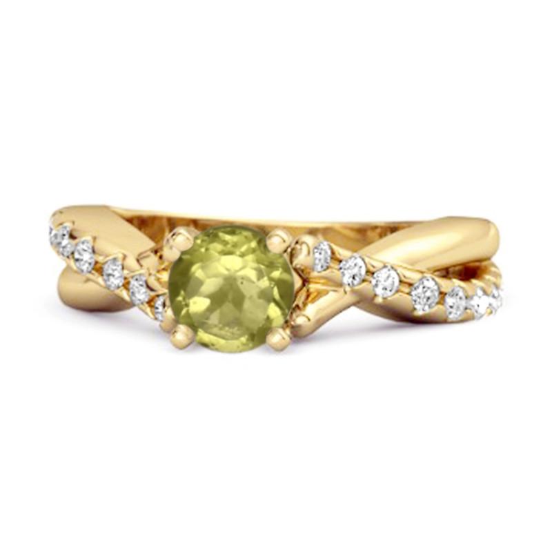 Peridot Crisscross Stackable Ring - 925 Sterling Silver Gold Vermeil 7