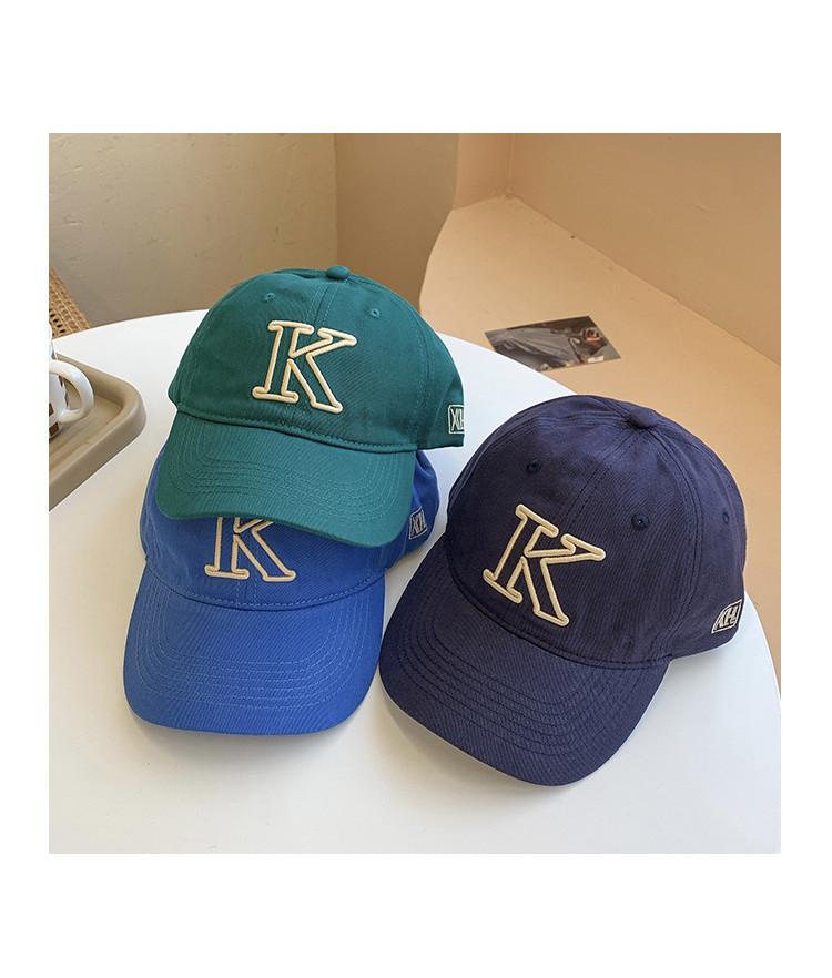 Stylish Korean Brand K Letter Embroidered Round Top Curved Brim Baseball Cap Unisex Casual Sunscreen Breathable Hat