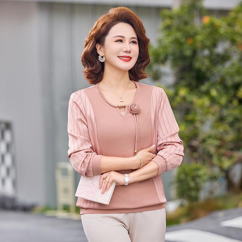 

Stylish 3D Rose Long-Sleeve Top for Women: Spring/Summer Elegance XL for 90-105 jin рожевий