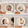 10inch Lighted Makeup Mirror with Magnification White Frame Rechargeable 3000 mAh Vanity Mirror with Lights Desk Mirror with Di