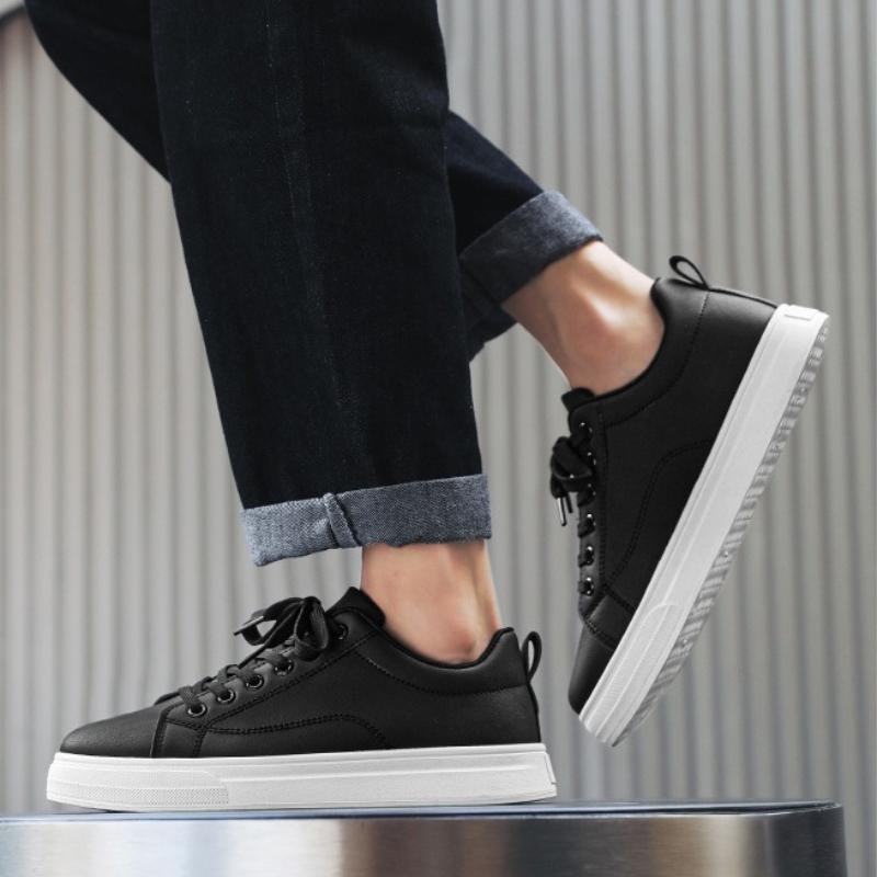 Fashion High-quality Men's Sneakers PU Leather Mens Flat Shoes Fashion Designer Walking Shoes Lace Up Men Shoes Lightweight Zapatillas