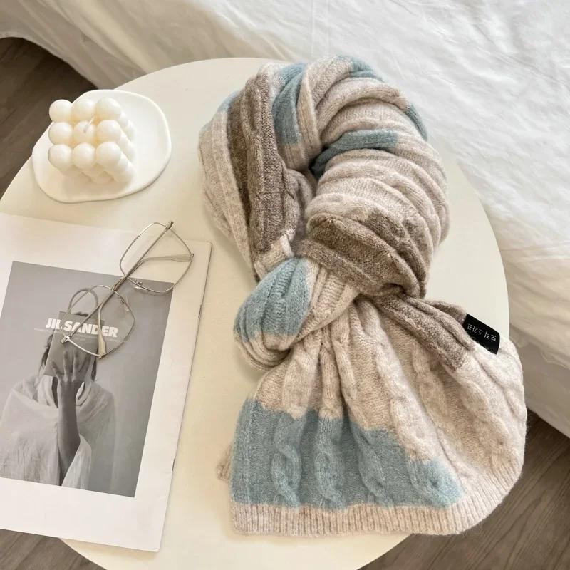 High Quality Classic Wool Blend Solid Scarf Men Women Winter Autumn Knitted Thick Warm Muffler Male Female Korean Version Scarf