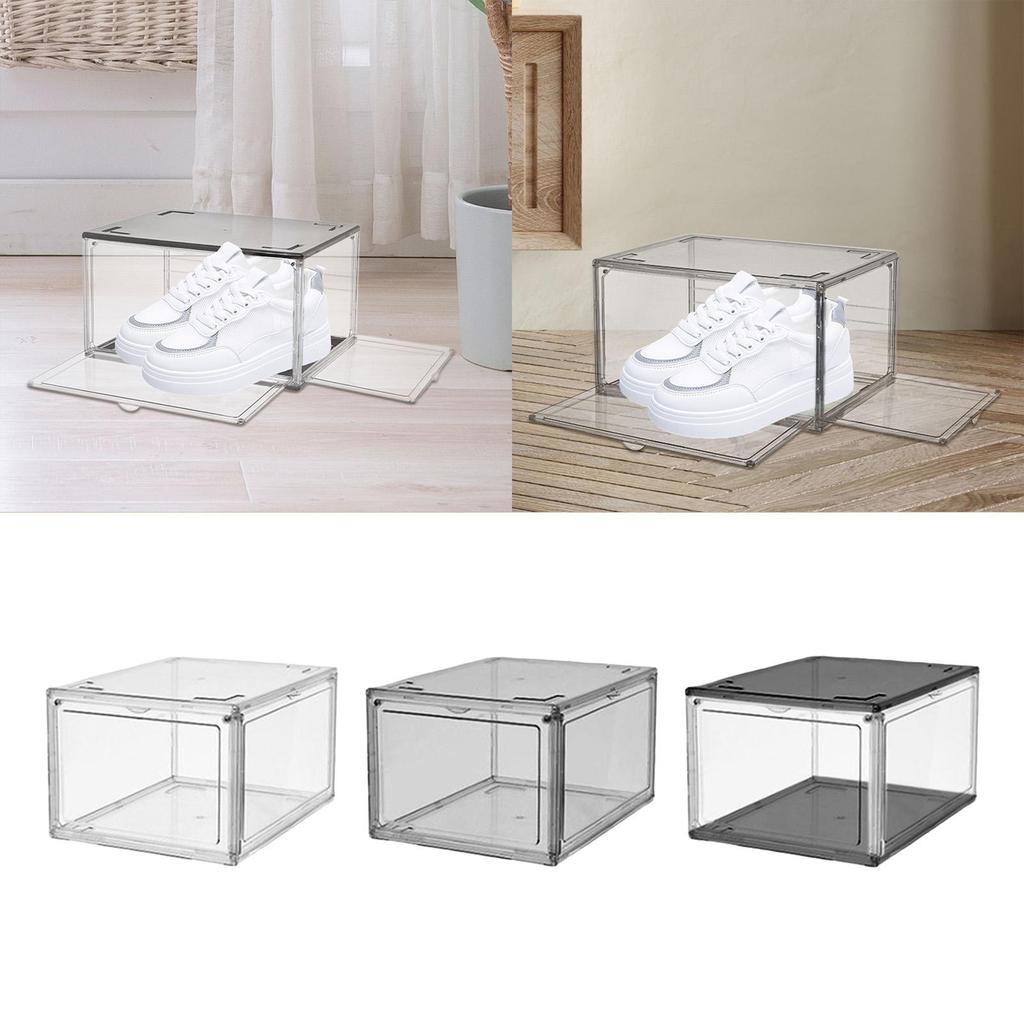Shoe Storage Box Sneakers Container Magnetic Closure Visible Door Assembly