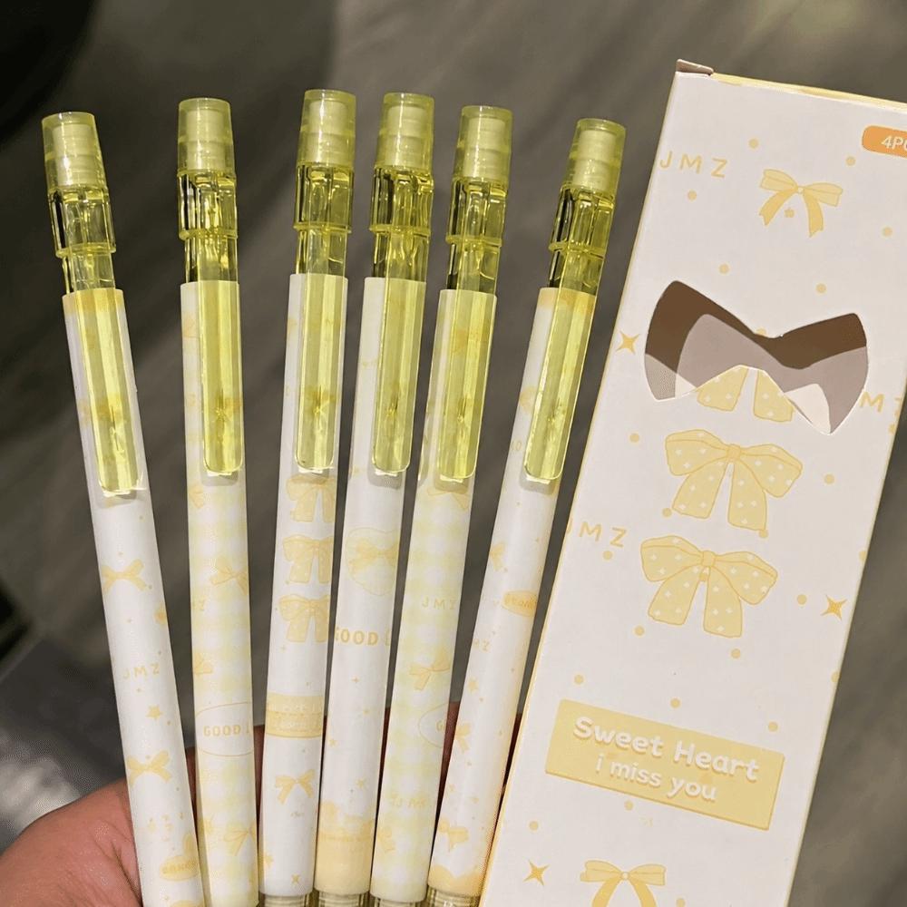 4PCS/Set Bow Series 2B Pencils with Eraser Top Writing Pencils Kawaii Automatic Pencils Gift