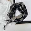 Women's Cotton and Linen Headscarf Hairband Double-sided Triangle Scarf Silk Scarf Baby Scarf Plaid All-match Spring and Autumn