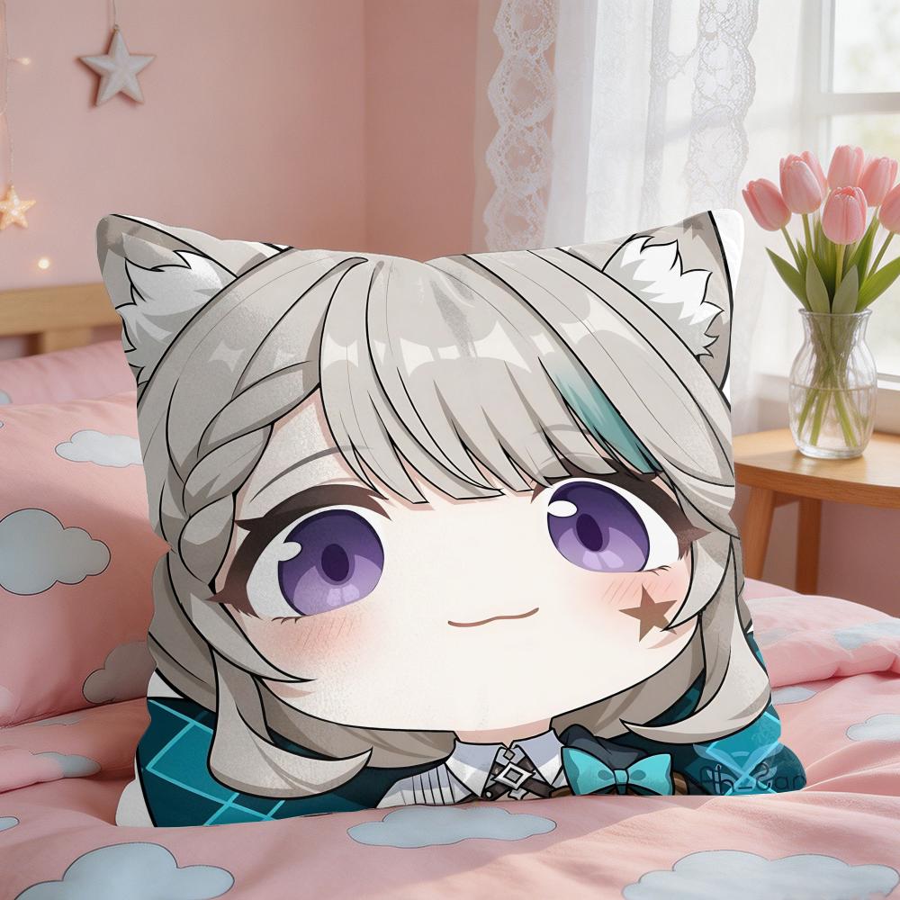 Lynette Cute Genshin Impact Cushion Cover Square Short Plush Pillow Case Living Room Sofa Home Decor Funda X
