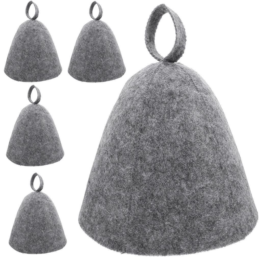 5Pcs Soft Wool Sauna Hat Supple Lightweight Sauna Hat for Spa Bathing Steaming Heat Protection Comfortable Household Bath