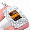 Tigerauge Edelstein Handgefertigt 925 Sterlingsilber Schmuck Anhänger 2,36"