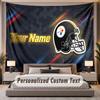 Custom Name Text Tapestry Pittsburgh Steelers Personalized Polyester Wall Tapestry For Bedroom And Room