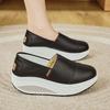 Women Platform Loafers Students Casual Black Leather Elevator Shoes Thick Sole Height Increase White Sneakers